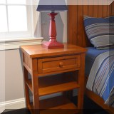 F52. Pottery Barn Teen nightstand with one drawer and two shelves. 29”h x 21”w x 18”d - $125 